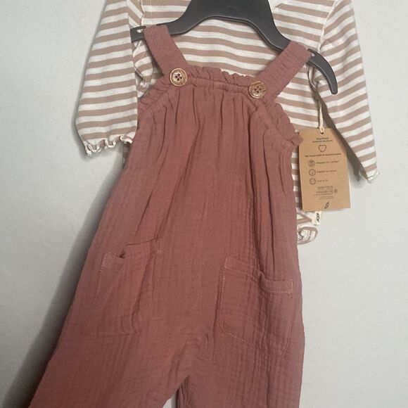 Easy-peasy Baby Girl Rose Jumpsuit Ruffle top Set 2 piece 0-3m boho FALL CASUAL - Picture 6 of 7